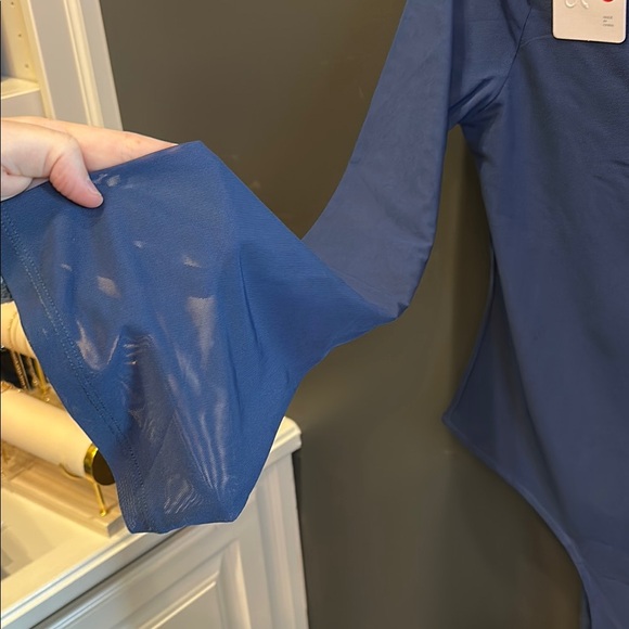 Bell Sleeve Bodysuit | Navy | Mesh Sleeves | Women’s Top | Large | NWT - Picture 3 of 4